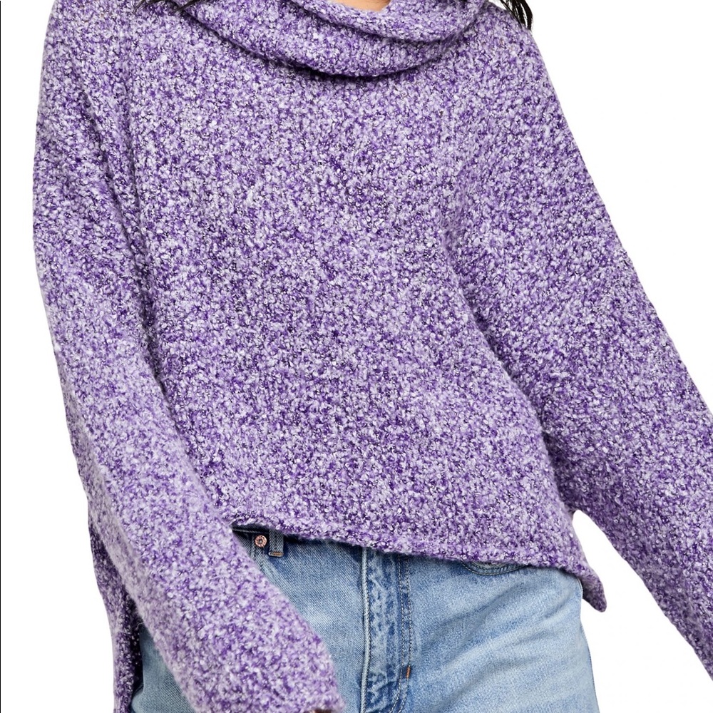 Free People BFF Purple Cowl Neck Sweater Sz XS